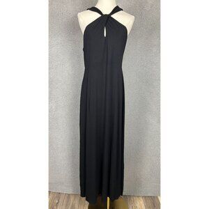 I.N.C. Halter Neck Maxi Dress Elegantly Twists & Turns Plus Size 1X Black NWOTs